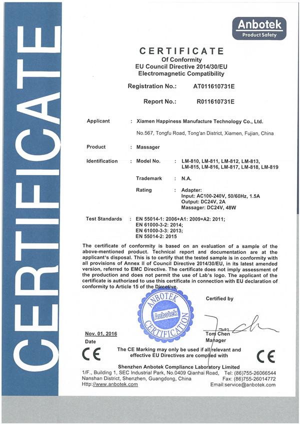 Massagistas com certificações CE